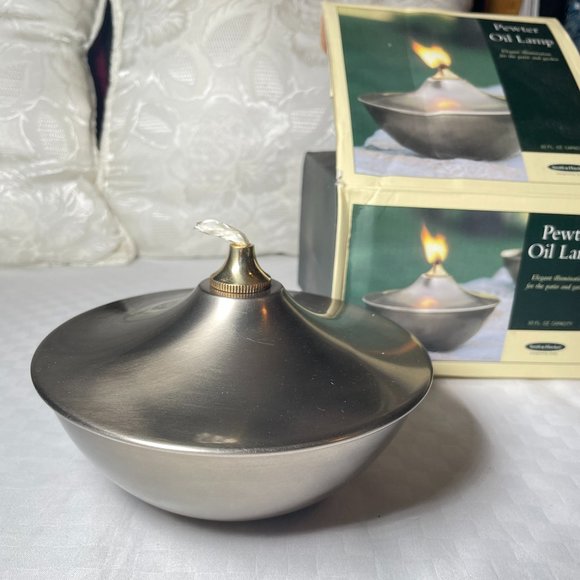 NEW! Smith & Hawken Pewter Oil Lamp - Picture 1 of 5
